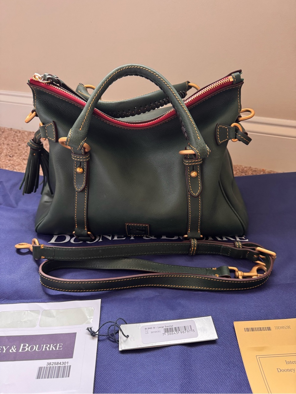 Dooney and Bourke Florentine Large Satchel in IVY - Picture 2 of 6